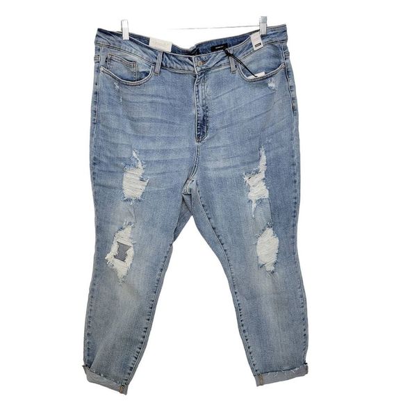 Judy Blue Light Blue Distressed Skinny Jeans - Picture 2 of 10